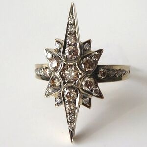 H. Stern 18K Gold Diamonds Star Ring Size 8